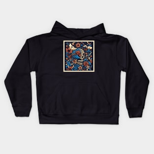 skull, flowers, brain and the moon Kids Hoodie